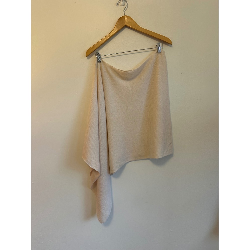Minnie Rose Cream 100% Cashmere Asymmetric Poncho Wrap | One Size O/S